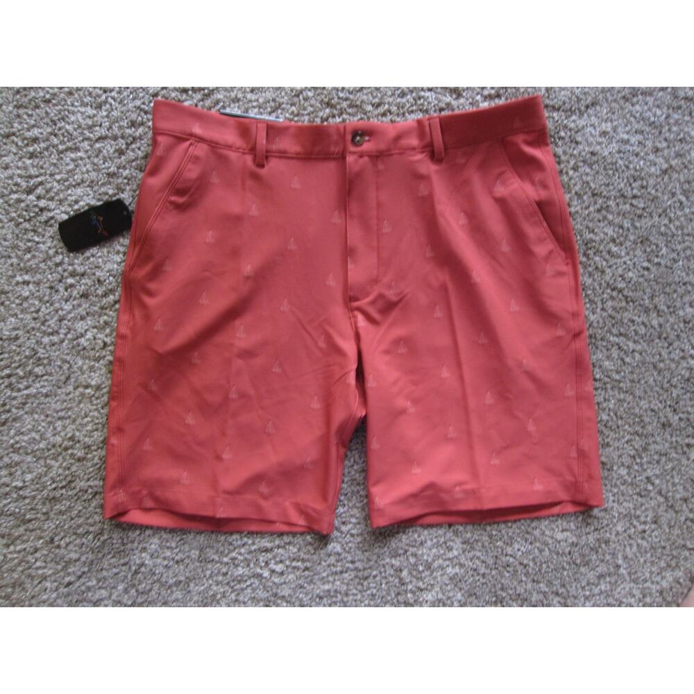 NEW Greg Norman Reef Sailboat Cranberry Golf Shorts Mens 36 Performance Stretch